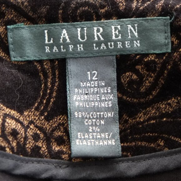 LAUREN Ralph Lauren black and dark gold velvet brocade evening jacket - Picture 7 of 8